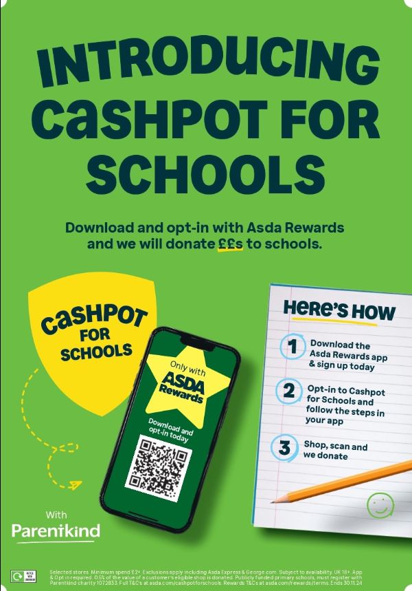 Cashpot for Schools ASDA rewards